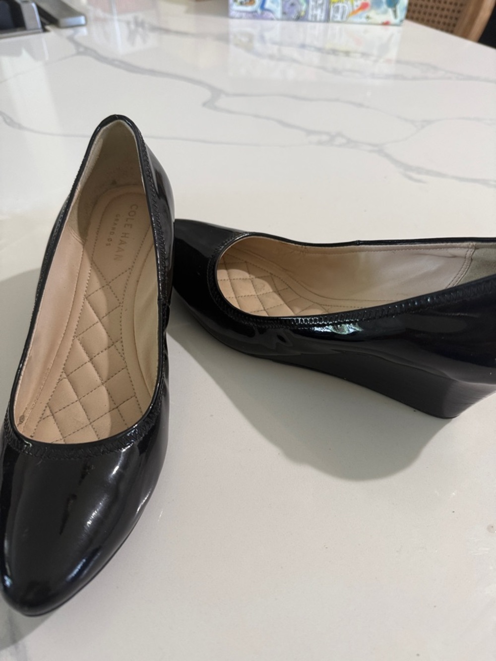 Cole Haan Black Patent Wedge Pumps